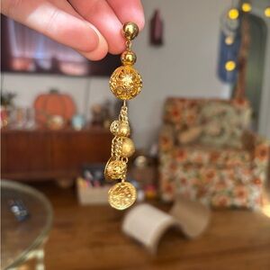 Elegant Gold toned, coin Dangle Earrings